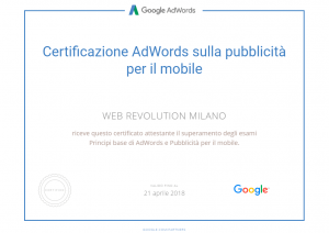 Certificazione AdWords sulla pubblicità per il mobile